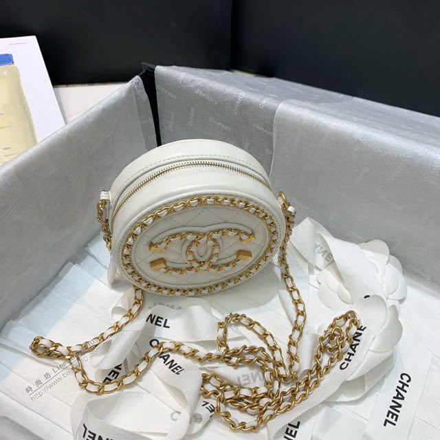 Chanel女包 香奈兒新款圓形小包 Chanel圓餅鏈條包  djc3890
